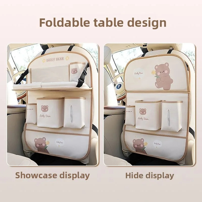 Car Seat Back Organizer - Rear Hanging Storage Bag, Backseat Table Tray