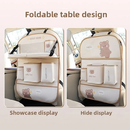 Car Seat Back Organizer - Rear Hanging Storage Bag, Backseat Table Tray