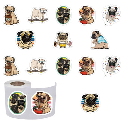 500pcs Pug Pet Animal Cartoon Graffiti Sticker, Aesthetics Decal Self Adhesive