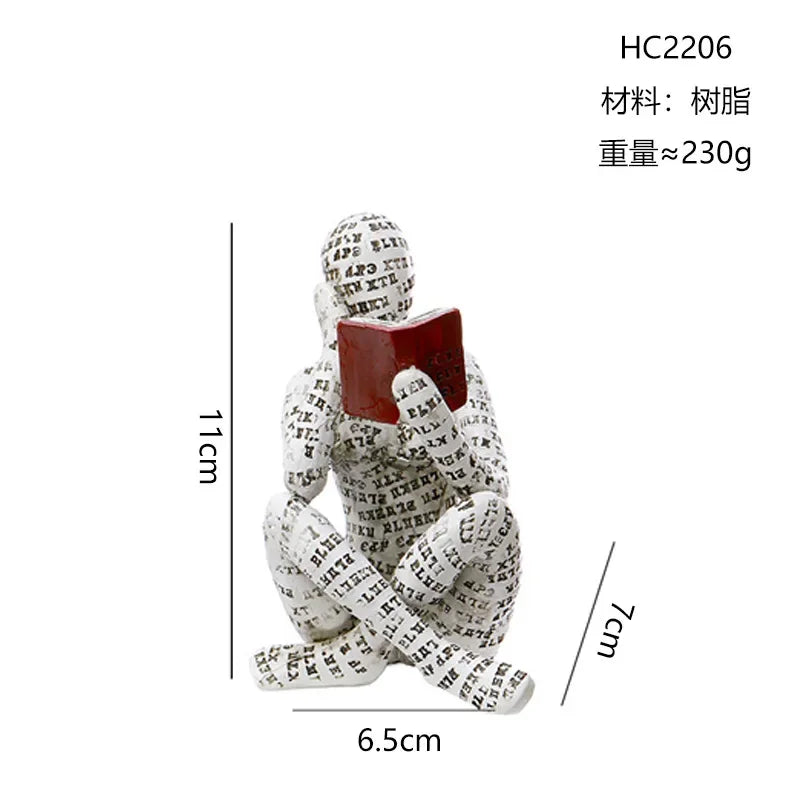 Nordic Modern Reading Woman Statue Nordic Art Thinker Resin Statue