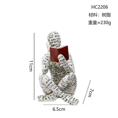 Nordic Modern Reading Woman Statue Nordic Art Thinker Resin Statue