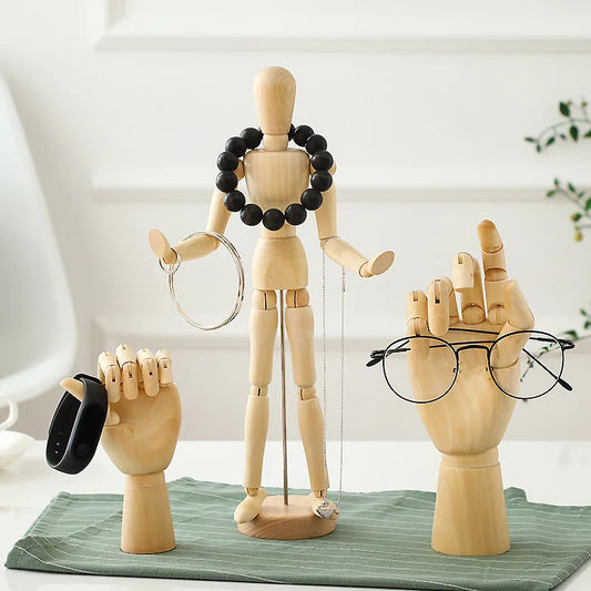 Desktop Room Decoration Wooden Hand Figurines Rotatable Joint  Model Drawing