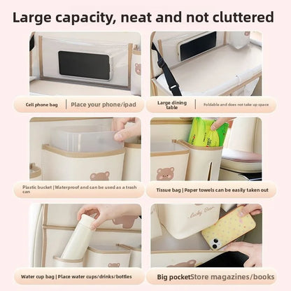 Car Seat Back Organizer - Rear Hanging Storage Bag, Backseat Table Tray
