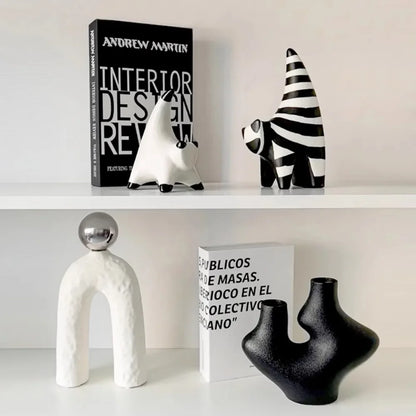 Livetai Wabi-Sabi Ceramic Abstract Sculpture,Handmade Irregular Decorative