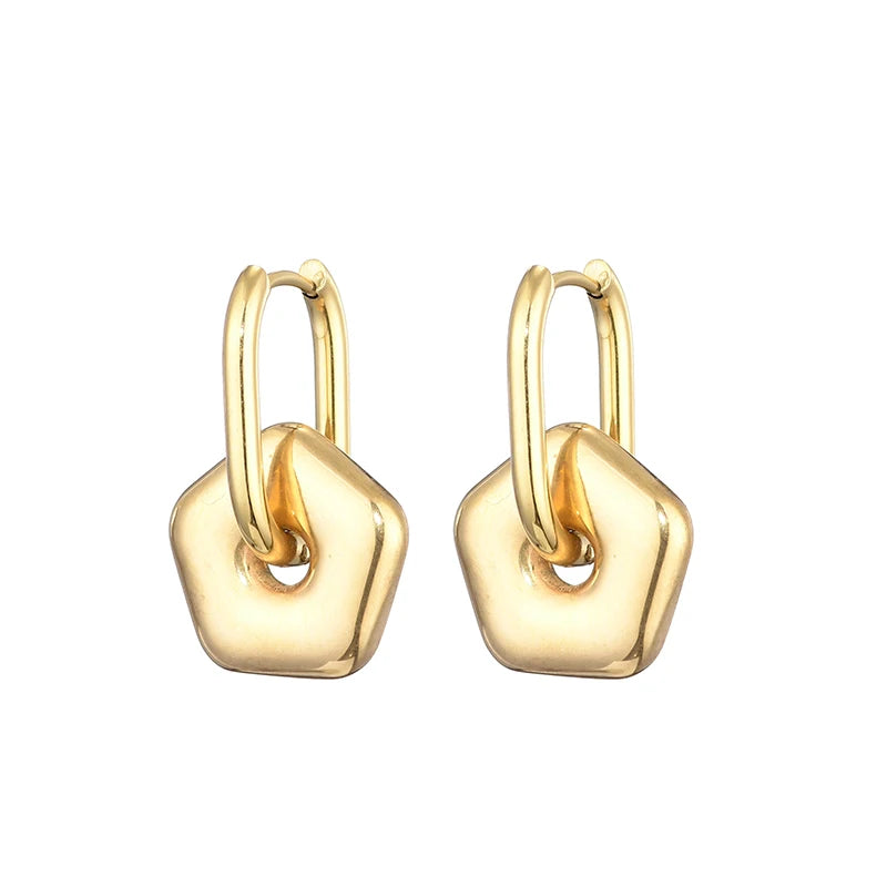 Classic Stainless Steel Heart Star Hoop Earrings For Women