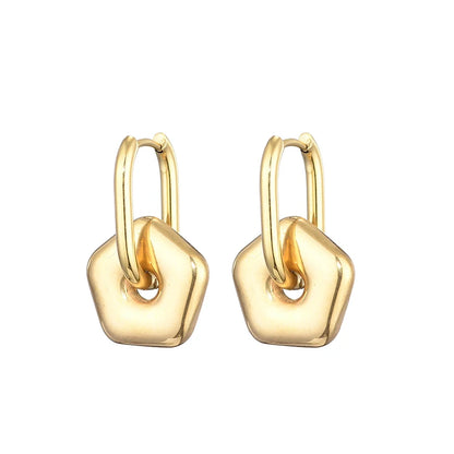 Classic Stainless Steel Heart Star Hoop Earrings For Women