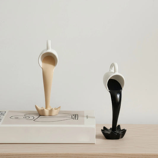 Floating Spilling Coffee Cup Sculpture Kitchen Decoration Spilling Magic