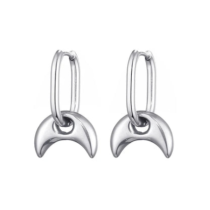 Classic Stainless Steel Heart Star Hoop Earrings For Women