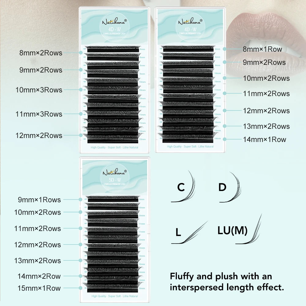 NATUHANA Wispy Camellia W Premade Lash Fans 3D/4D/5D