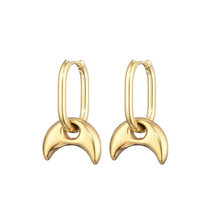 Classic Stainless Steel Heart Star Hoop Earrings For Women