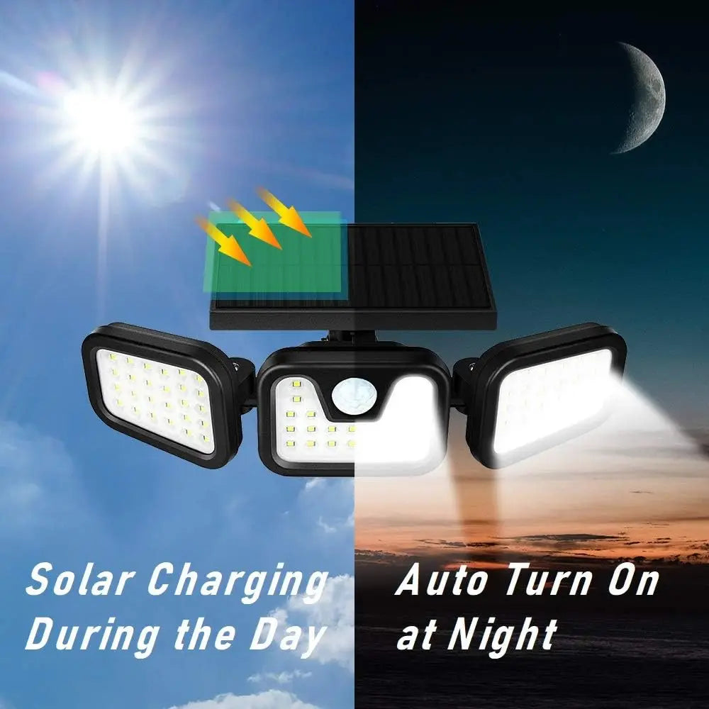 74 LED Solar Security Light with Motion Sensor Solar Floodlight 3 mode