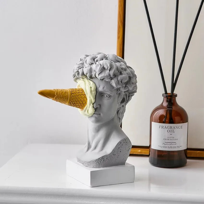 Sculpture Office Bookshelf Desktop Cream David Figurine Home Decor