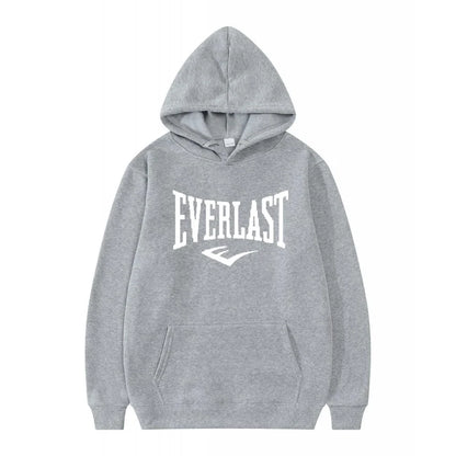 Unisex Everlast Logo Hoodie Gray Casual Sport Style