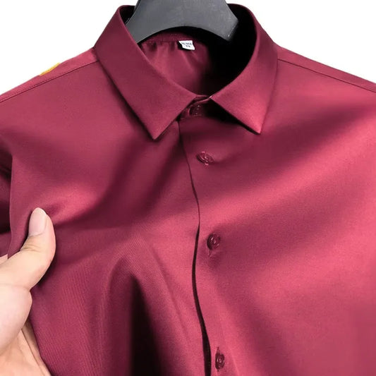 Summer shirt, men's white glossy non ironing business shirt