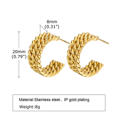 Triple Hoop Earring For Women, Rope Twist Open Hoops,