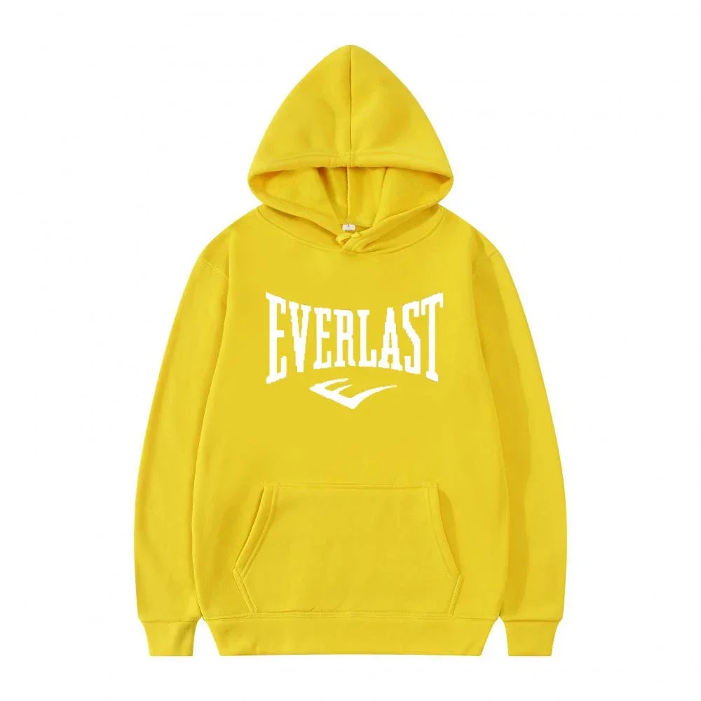 Unisex Everlast Logo Hoodie Gray Casual Sport Style