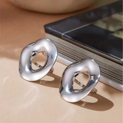 Minimalist Irregular Circle Design Chunky Ring In Stainless Steel 18K