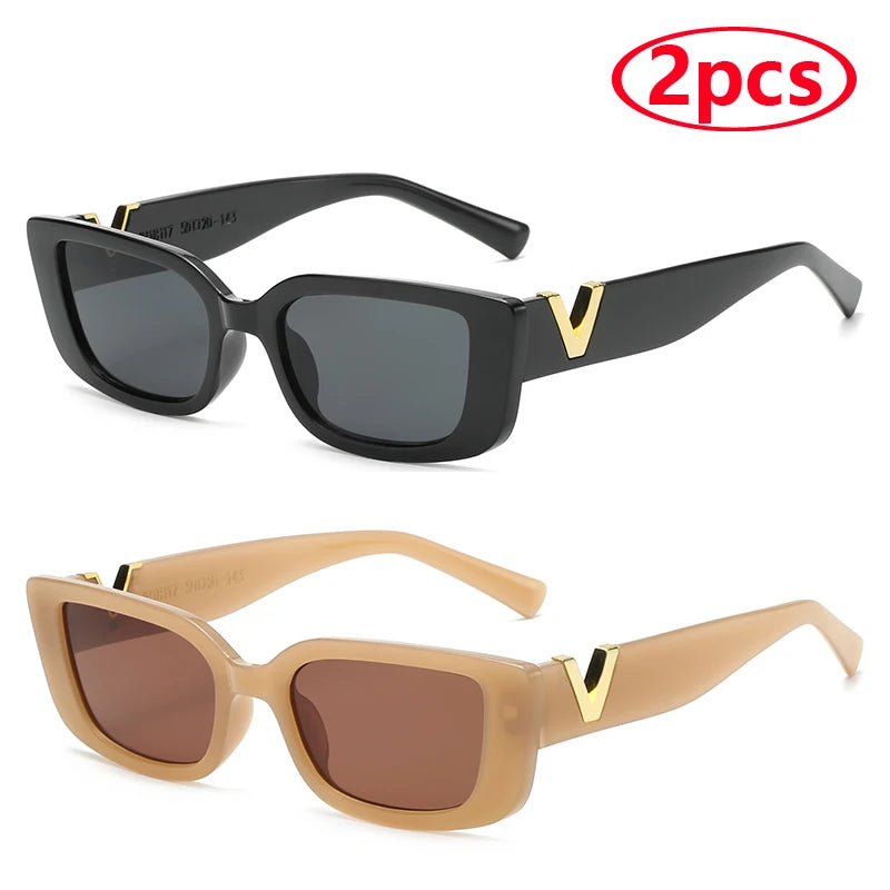 Fashion Rectangle Sunglasses Women Luxury Brand Vintage