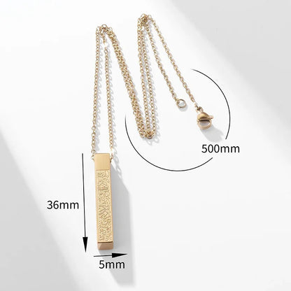 Islamic Muslim Stainless Steel Ayatul Kursi Cube Necklace for Men Women