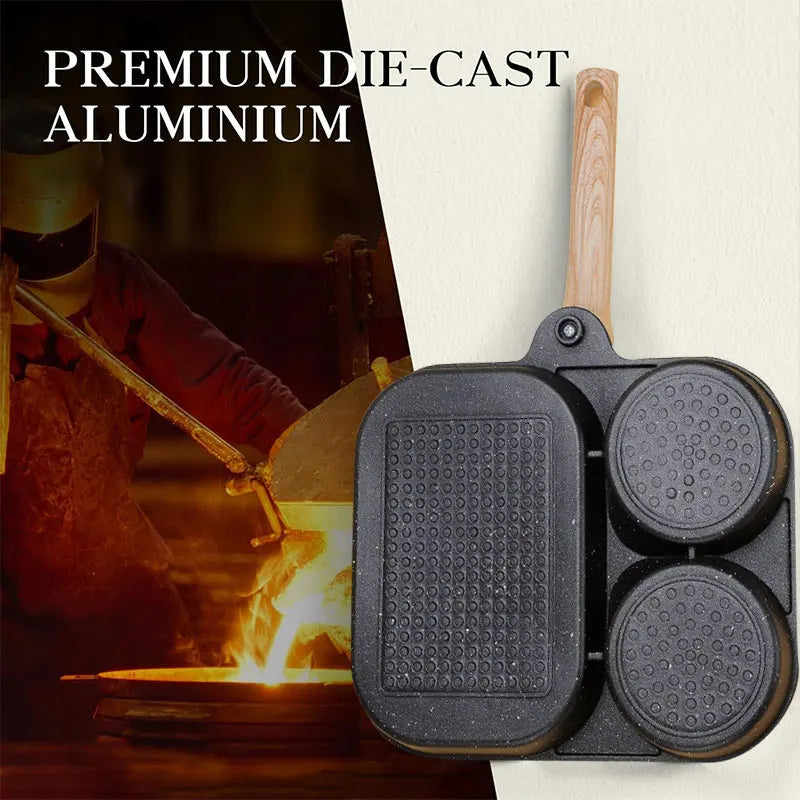 Large 3-In-1 Divided Breakfast Frying Pan Nonstick