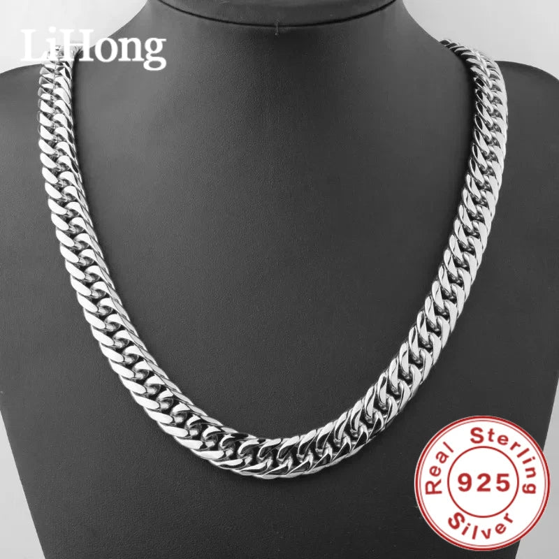 925 Sterling Silver 45-60cm 10mm Cuban Chain Necklace For Man Fashion