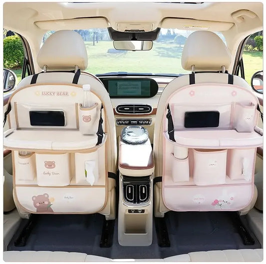 Car Seat Back Organizer - Rear Hanging Storage Bag, Backseat Table Tray