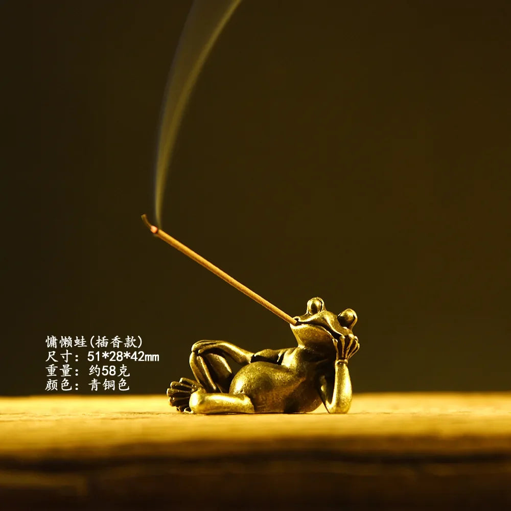 Funny Retro Bronze Frog Ornament Desk Tea Pet Indoor Aromatherapy