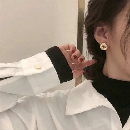 SUMENG Women's Small Metal Stud Earrings in Gold