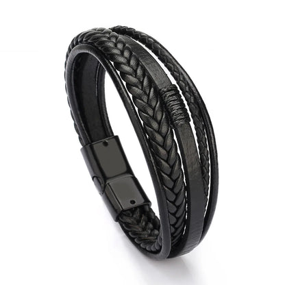 Trendy Leather Bracelets For Men Stainless Steel Bracelet