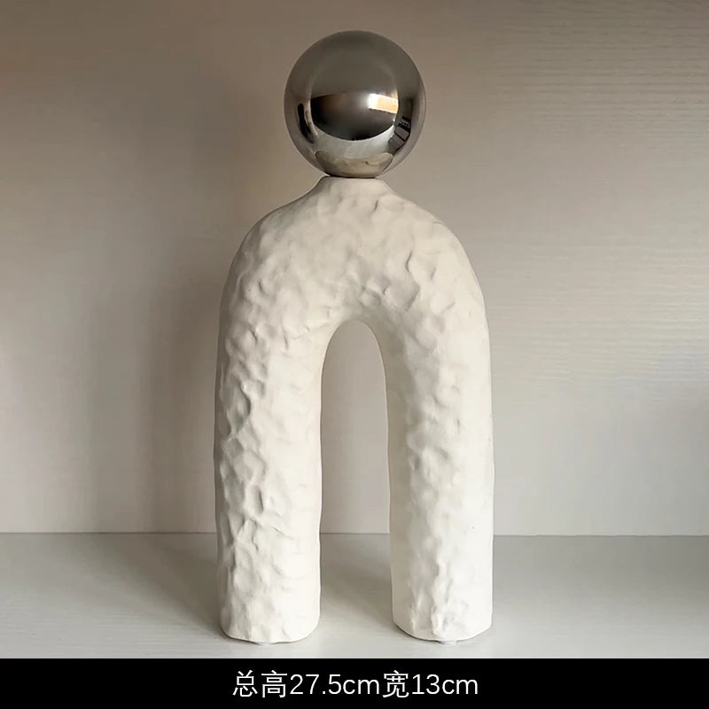 Livetai Wabi-Sabi Ceramic Abstract Sculpture,Handmade Irregular Decorative