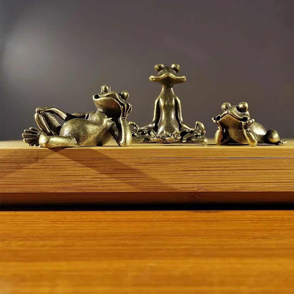 Funny Retro Bronze Frog Ornament Desk Tea Pet Indoor Aromatherapy