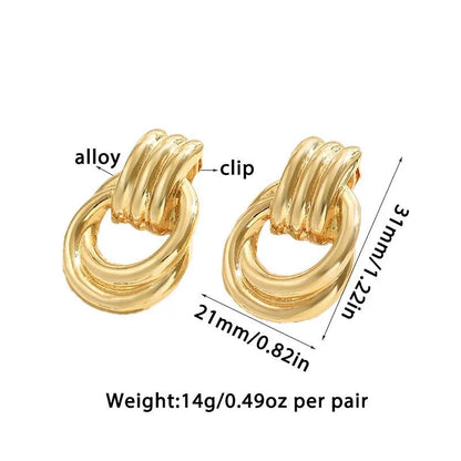 Vintage Metal Twisted Round Ear Clip Earrings for Women 2026