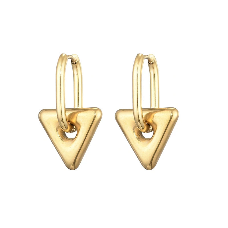 Classic Stainless Steel Heart Star Hoop Earrings For Women