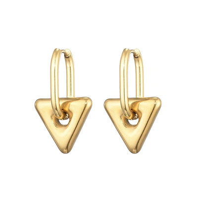Classic Stainless Steel Heart Star Hoop Earrings For Women