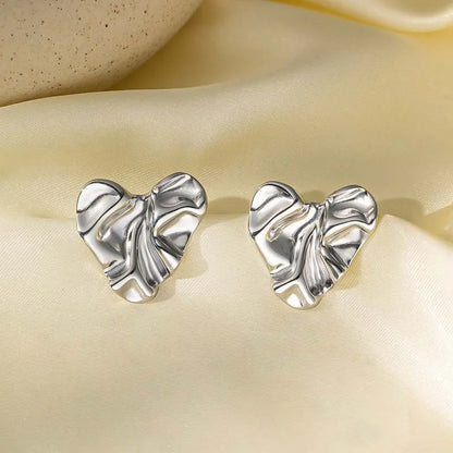 Stainless Steel Metal Irregular Pleated Stud Earrings For Women  2026