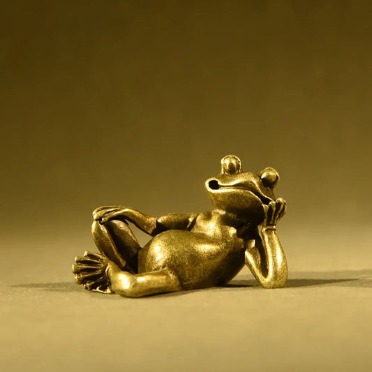 Funny Retro Bronze Frog Ornament Desk Tea Pet Indoor Aromatherapy