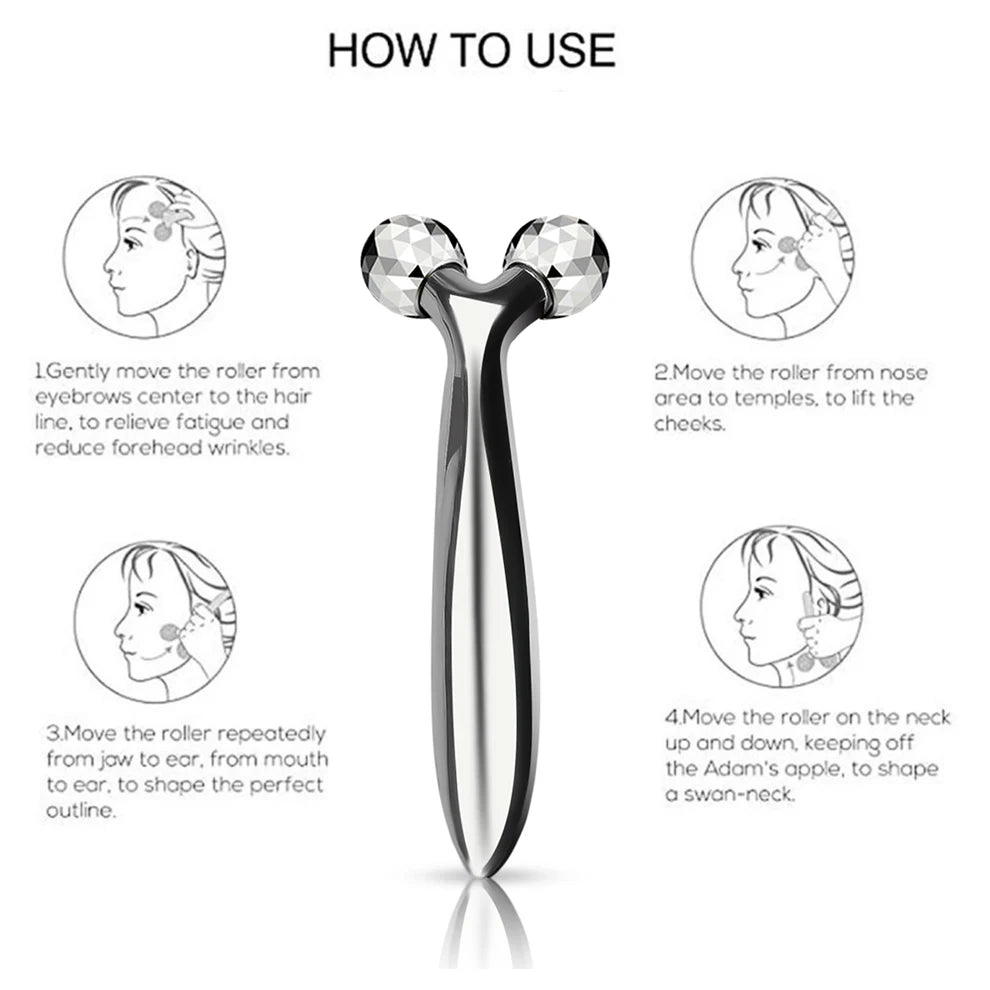 360 Rotate 3D Roller Massager Face Massage Y-Shape Thin Body Relaxation