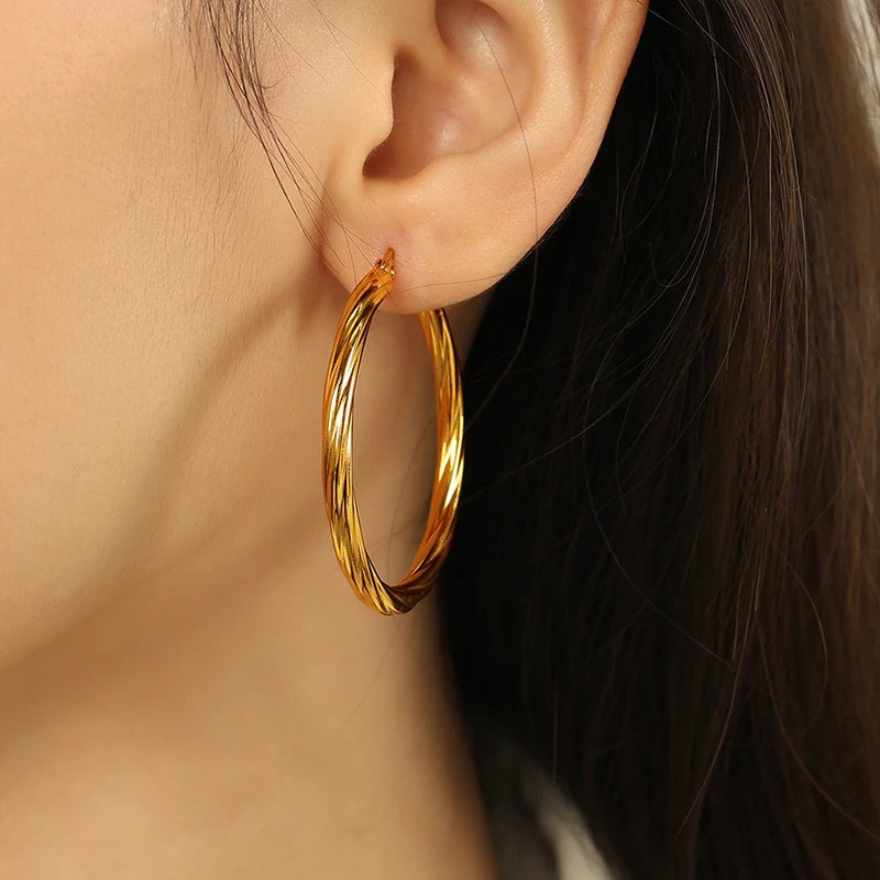 Classic Trendy Twisted Round Hoop Earrings For Women