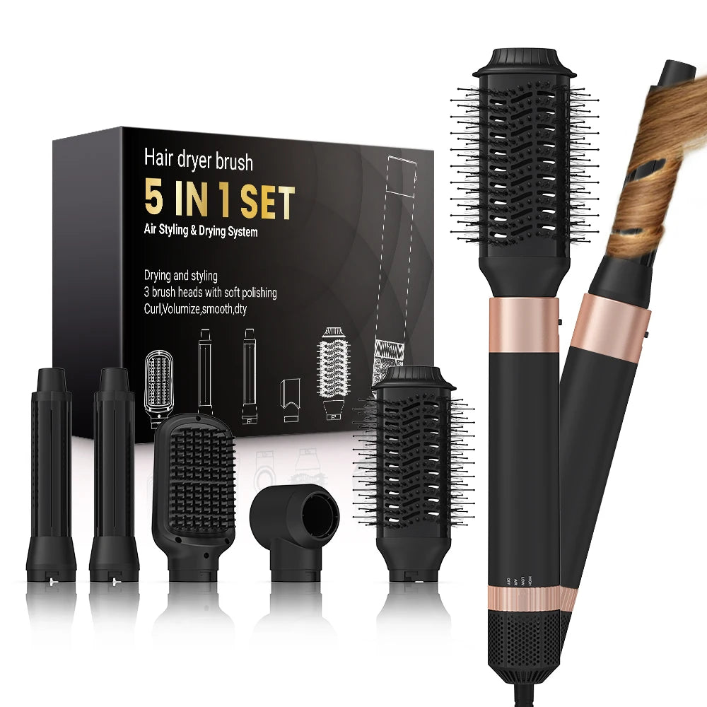 Hair dryer brush detachable 5-in-1 styling and drying system, fast drying,
