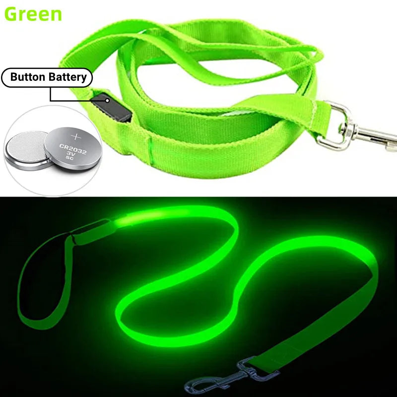 Led Pet Dog Leash Rope With Light Luminous  Lead Leash USB Charging