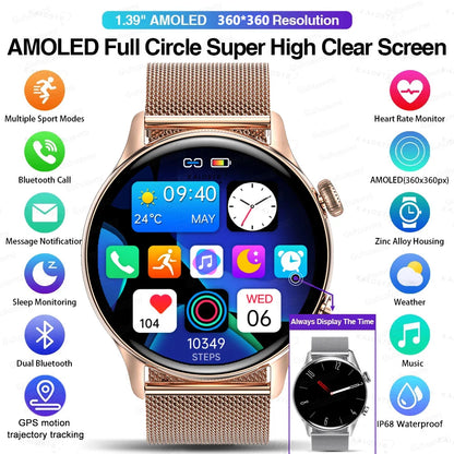 2026 New Smartwatch Women AMOLED HD Screen Always On Display Bluetoothe
