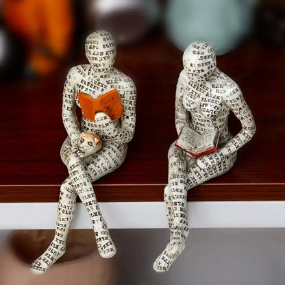 Nordic Modern Reading Woman Statue Nordic Art Thinker Resin Statue