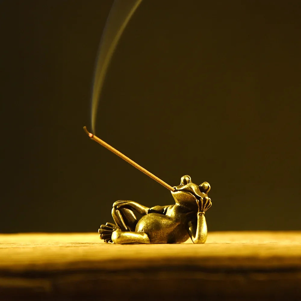 Funny Retro Bronze Frog Ornament Desk Tea Pet Indoor Aromatherapy