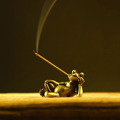 Funny Retro Bronze Frog Ornament Desk Tea Pet Indoor Aromatherapy