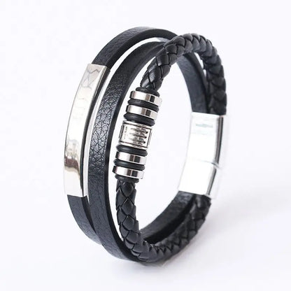 Trendy Leather Bracelets For Men Stainless Steel Bracelet