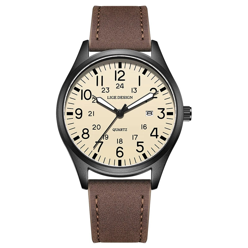 LIGE Top Brand Luxury Men Quartz Watch Date Nylon Leather