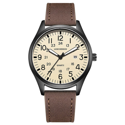 LIGE Top Brand Luxury Men Quartz Watch Date Nylon Leather