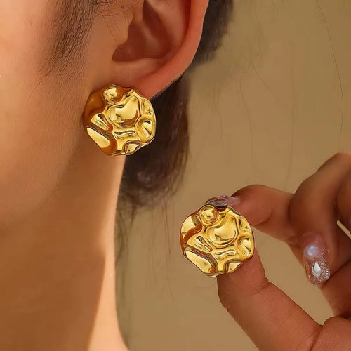 Stainless Steel Metal Irregular Pleated Stud Earrings For Women  2026