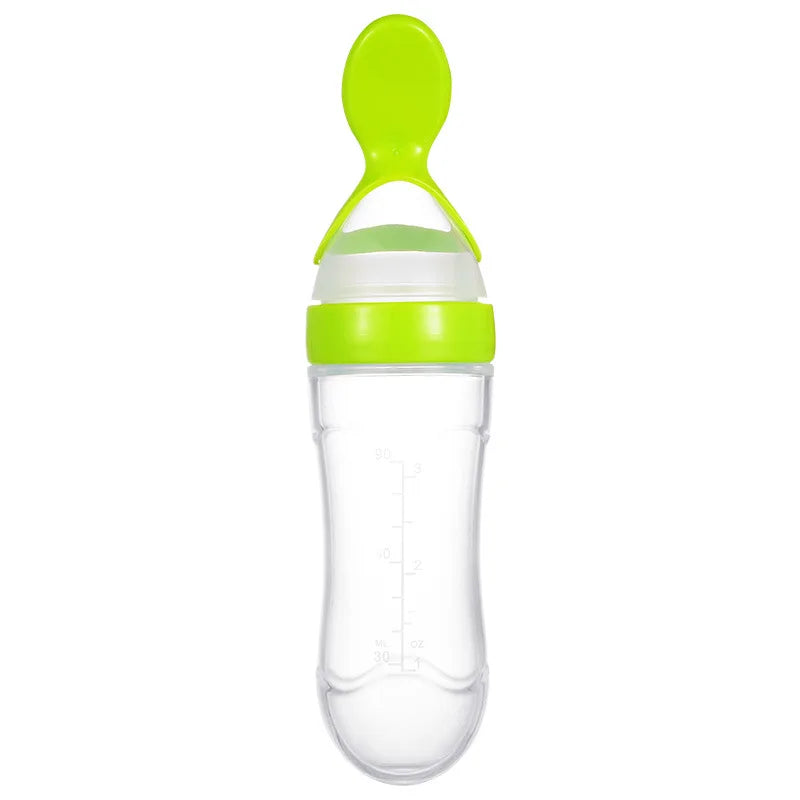 Baby Feeding Bottle With Spoon 90ml Silicone Newborn Infant Squeeze Spoon