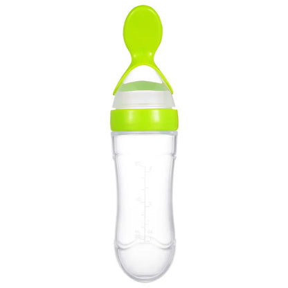 Baby Feeding Bottle With Spoon 90ml Silicone Newborn Infant Squeeze Spoon